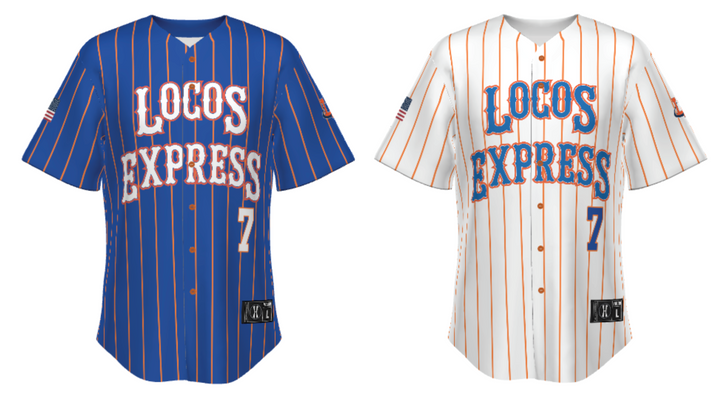 Lima Locos Express Sublimated Full-Button Jersey (2 Jerseys - White and Royal Included)