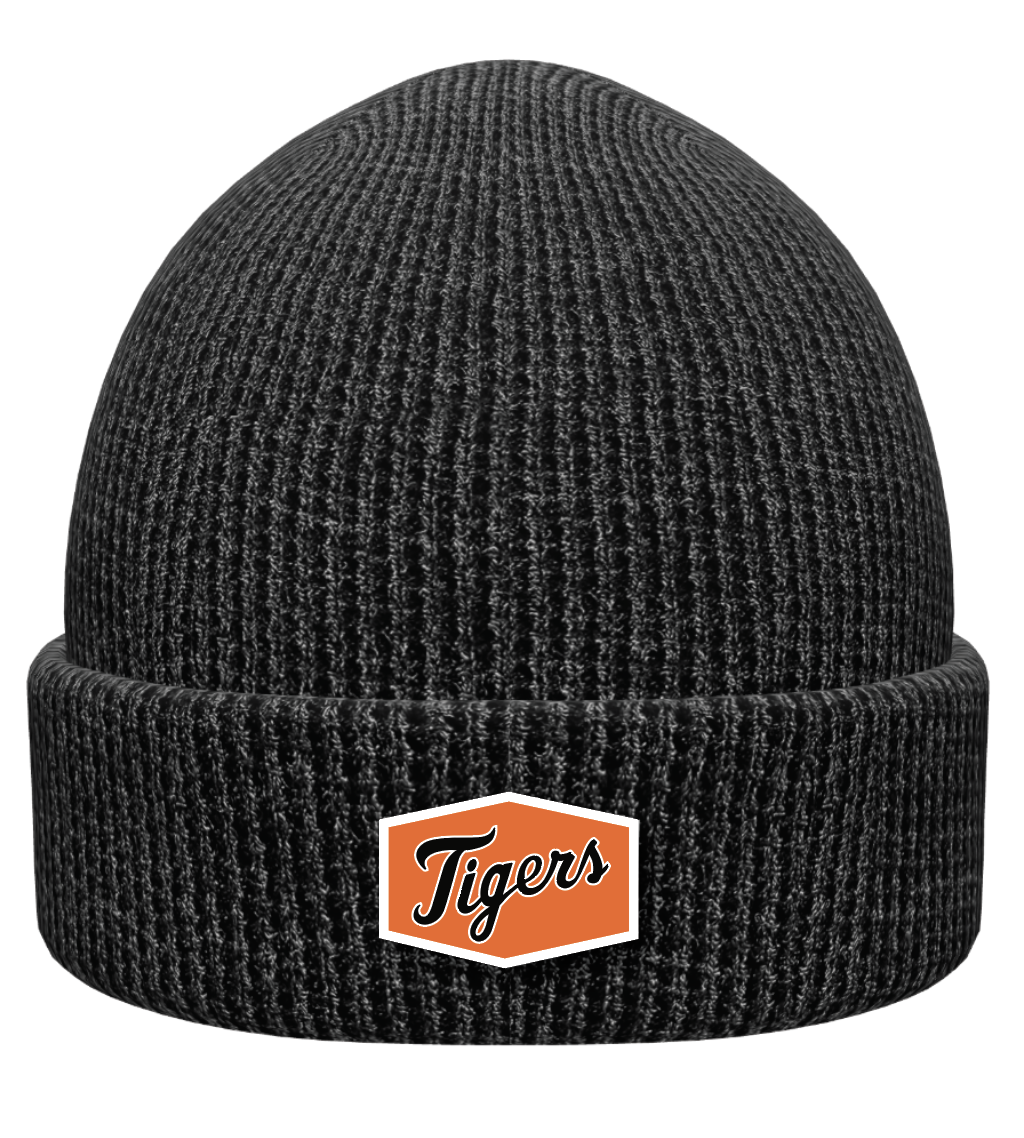 Black Silicone Tigers Patch Waffle Beanie *pre-order*