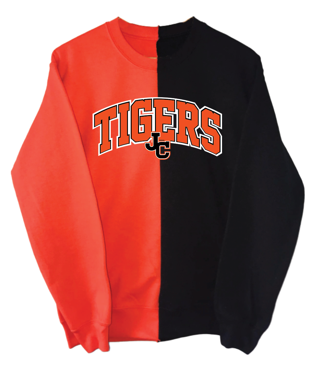 Tigers JC Two-Tone Embroidered Crewneck *custom pre-order* *glitter available*