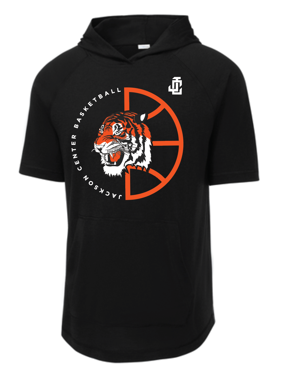 Basketball Tri-Blend Wicking Short Sleeve Hoodie (Adult) - Black