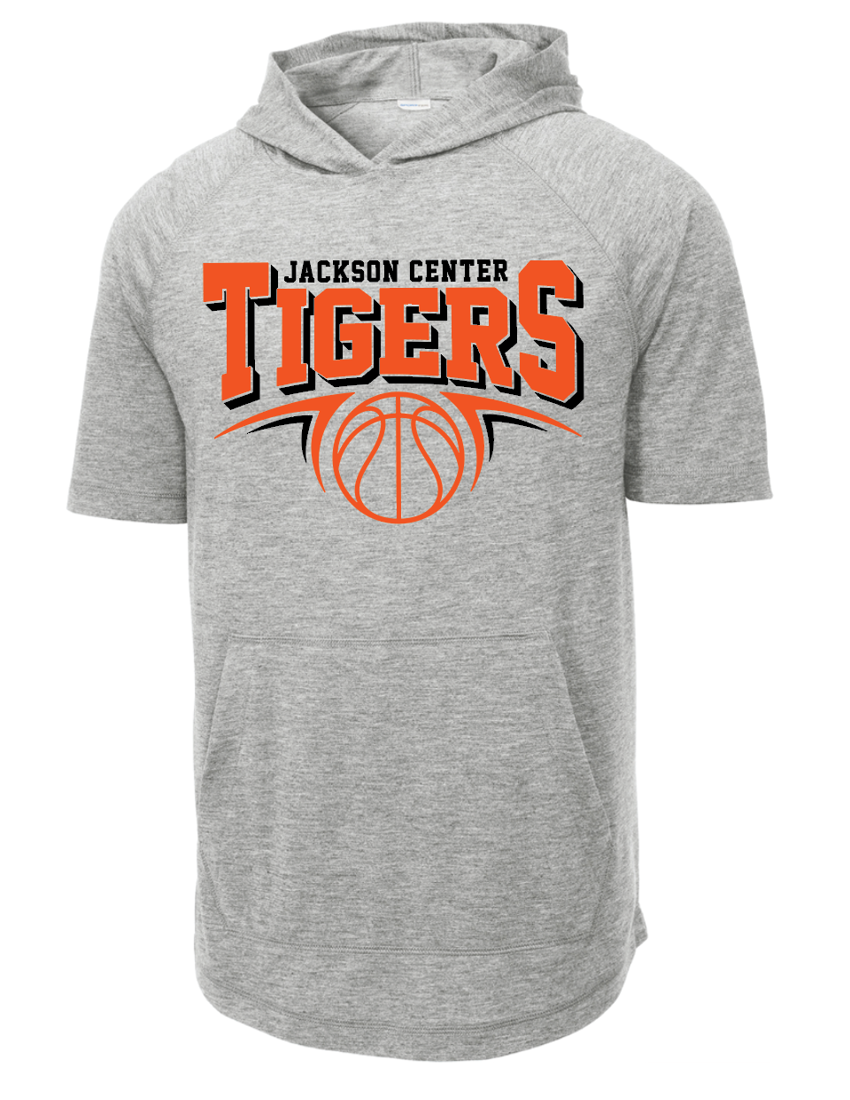 Basketball Tri-Blend Wicking Short Sleeve Hoodie (Adult) - Gray