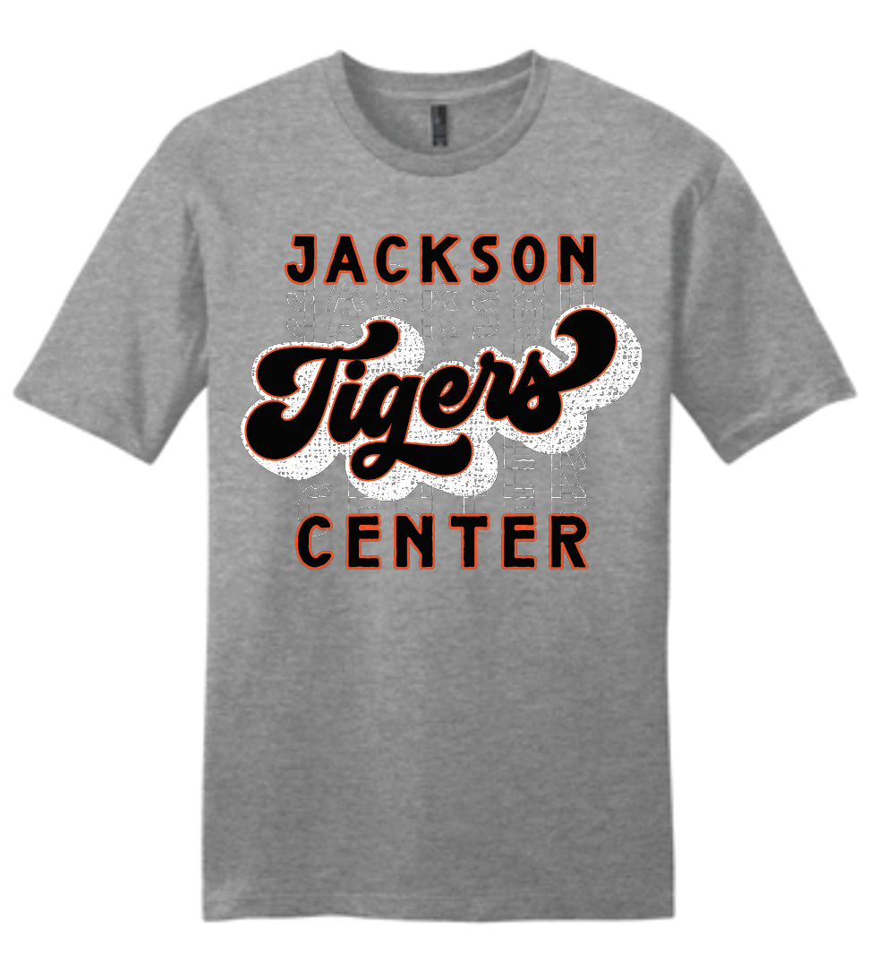 Jackson Center Tigers Distressed Script tee- Unisex