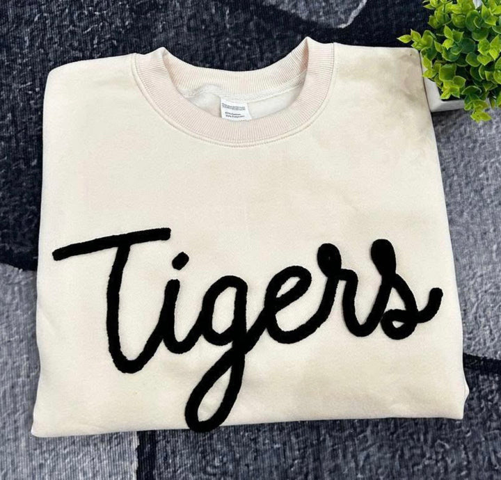 Tigers Script Custom Chenille Yarn Crewneck
