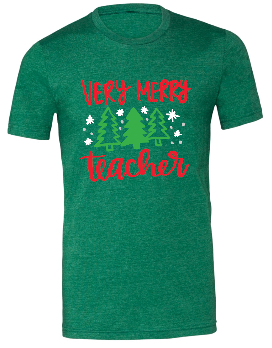 Very Merry Teacher Triblend T-Shirt