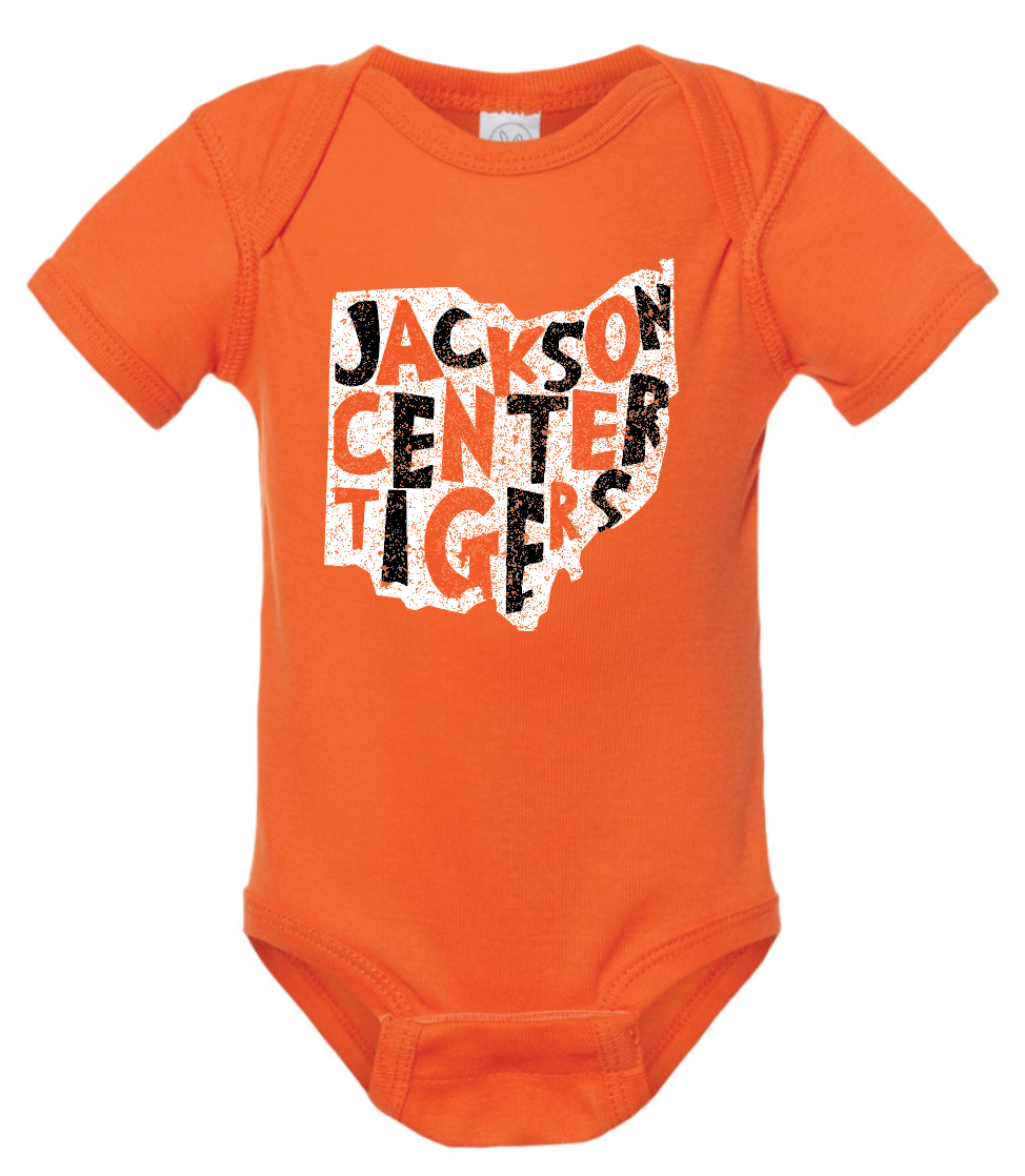 Jackson Center Ohio Toddler Onesie (Orange)