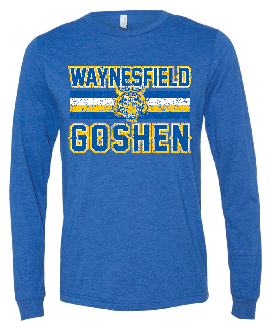 Waynesfield-Goshen Tigers Distressed Long Sleeve- Adult