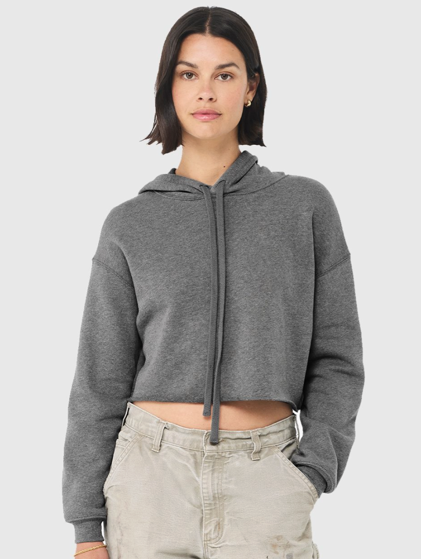 Ohio Cheer Nation *Black Raised Print* Bella Cropped Hooded Sweatshirt - Women's