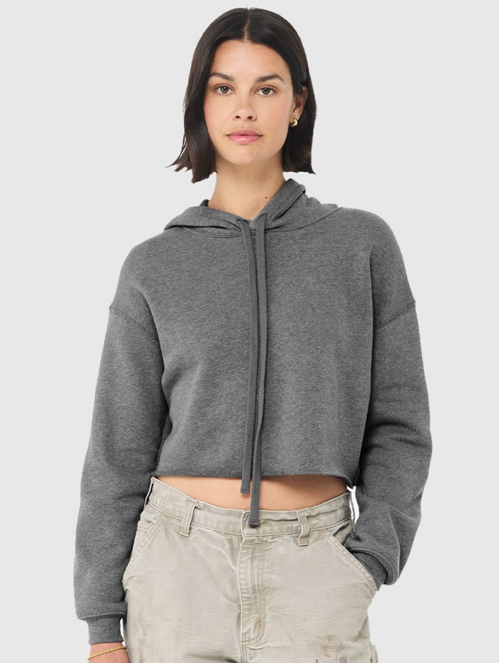 Ohio Cheer Nation *Black Raised Print* Bella Cropped Hooded Sweatshirt - Women's