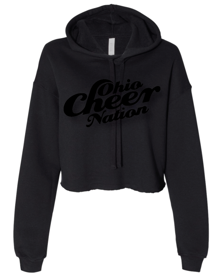 Ohio Cheer Nation *Black Raised Print* Bella Cropped Hooded Sweatshirt - Women's
