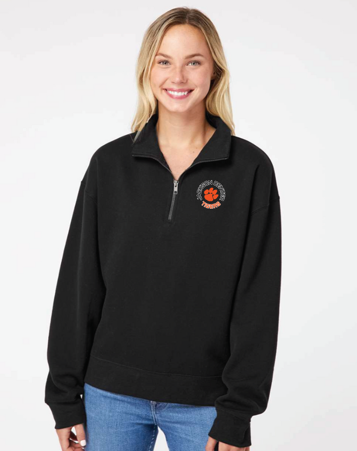 Women's Sueded Fleece Quarter-Zip Pullover (with paw)