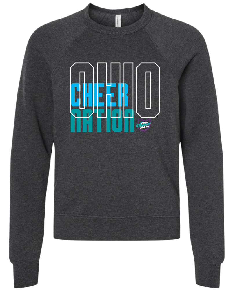 Ohio Cheer Nation Block Bella YOUTH Crewneck Sweatshirt