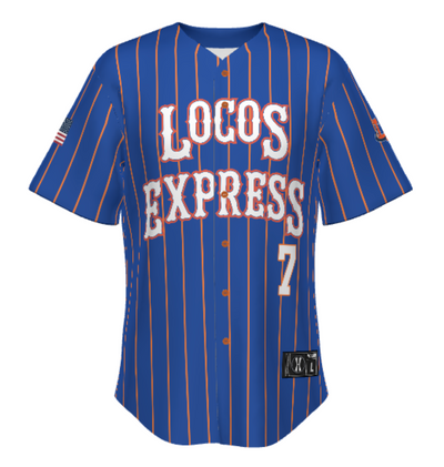 Lima Locos Express 12U Sublimated Full-Button Jersey (2 Jerseys - White and Royal Included)