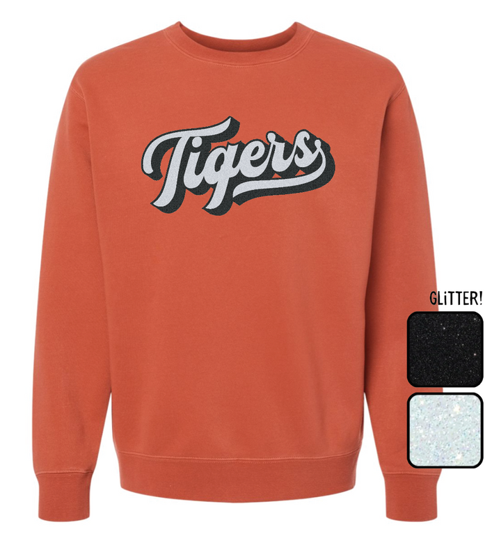 Tigers Glitter Script Heavyweight Crewneck
