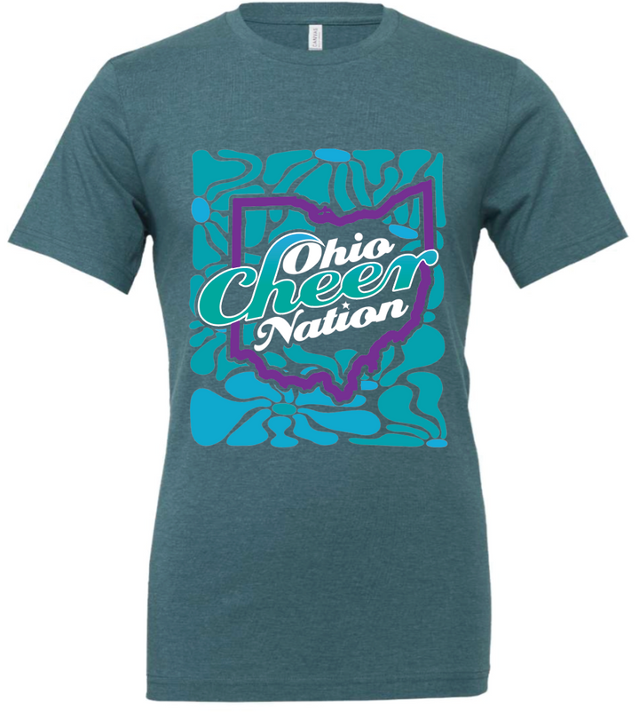 Ohio Cheer Nation Flower Bella Triblend Shirt - Adult & Youth
