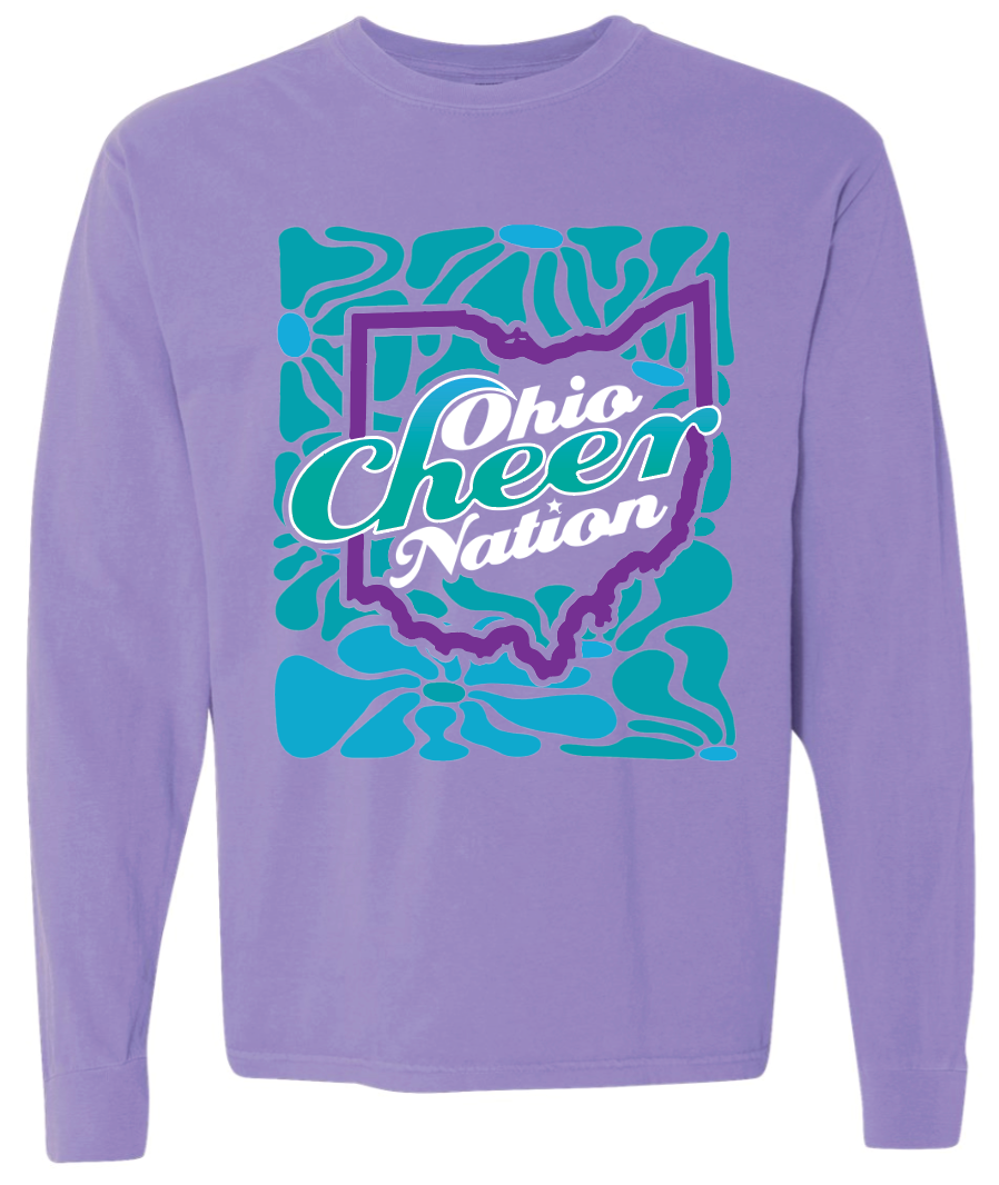 Ohio Cheer Nation Flower Heavyweight Comfort Colors Long Sleeve Tee - Adult