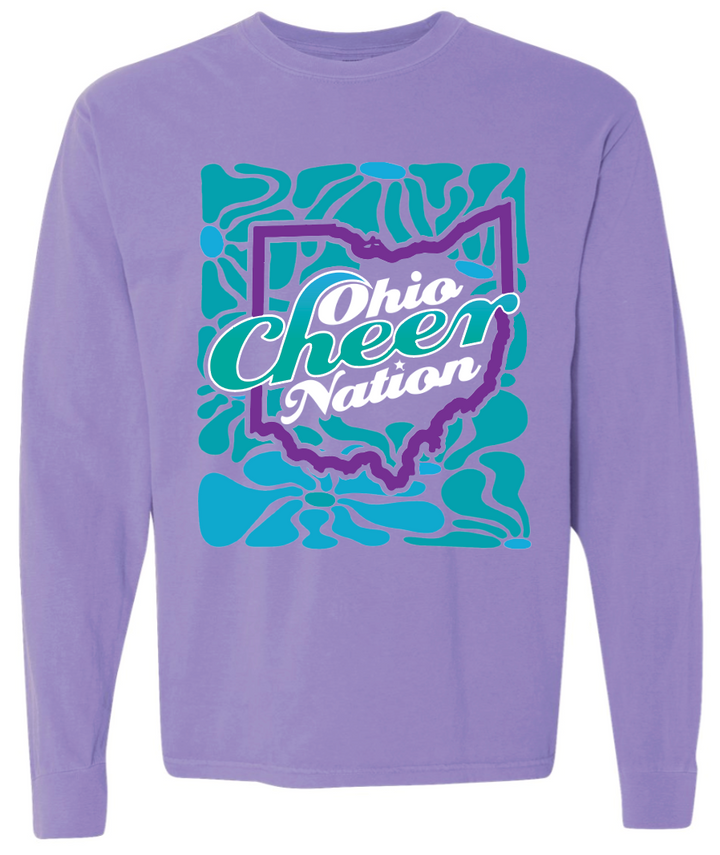 Ohio Cheer Nation Flower Heavyweight Comfort Colors Long Sleeve Tee - Adult