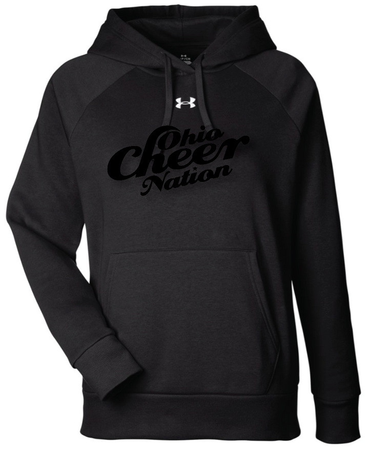 Ohio Cheer Nation *Black Raised Print* 50/50 Under Armour Fleece Hooded Sweatshirt - Women's