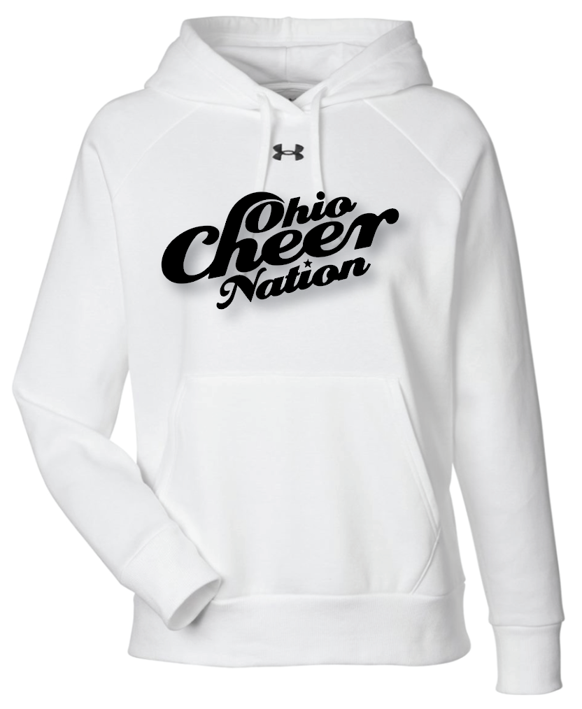 Ohio Cheer Nation *Black Raised Print* 50/50 Under Armour Fleece Hooded Sweatshirt - Women's