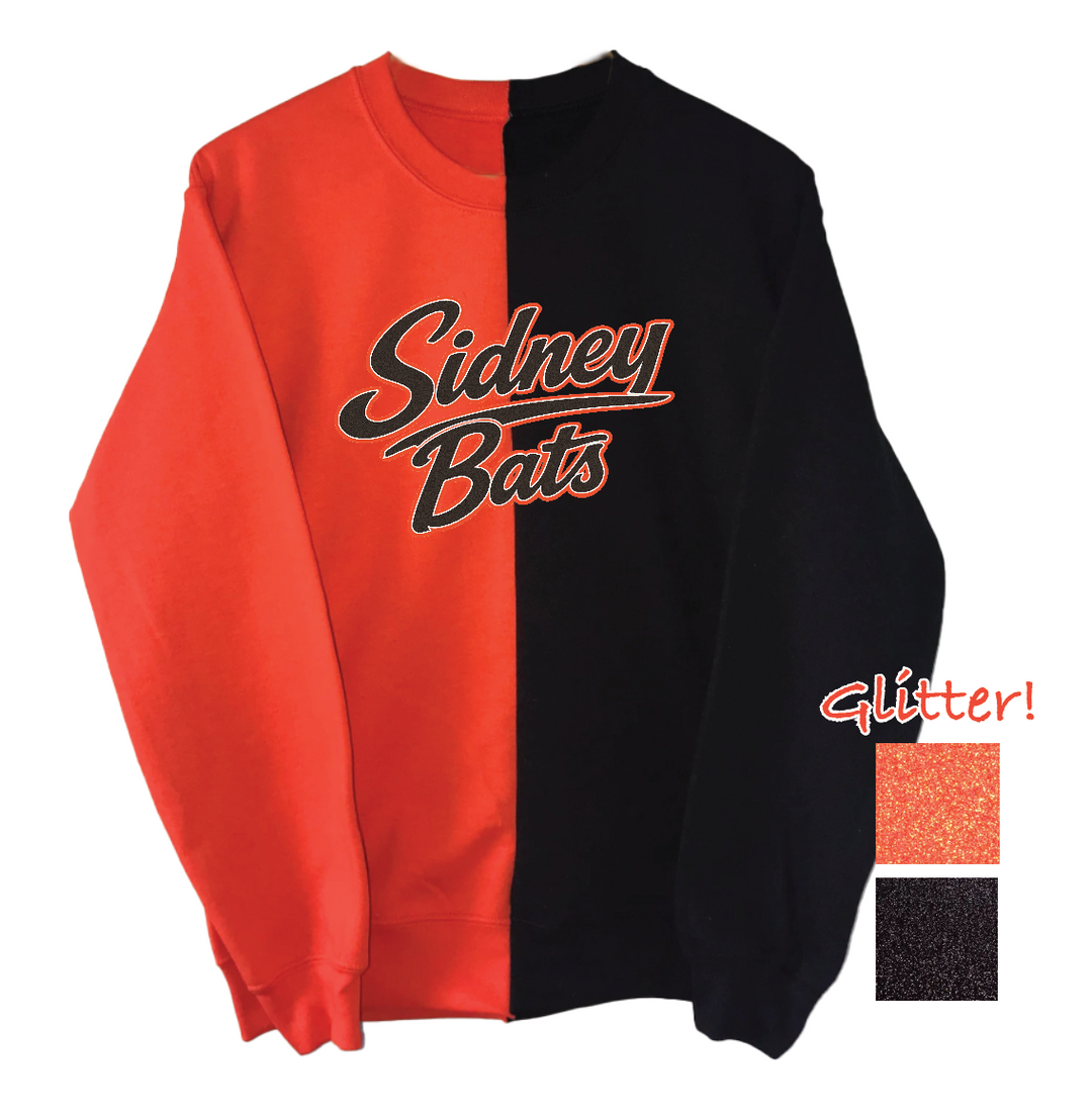 Sidney Bats Two-Tone Embroidered Crewneck *custom pre-order* *glitter available*