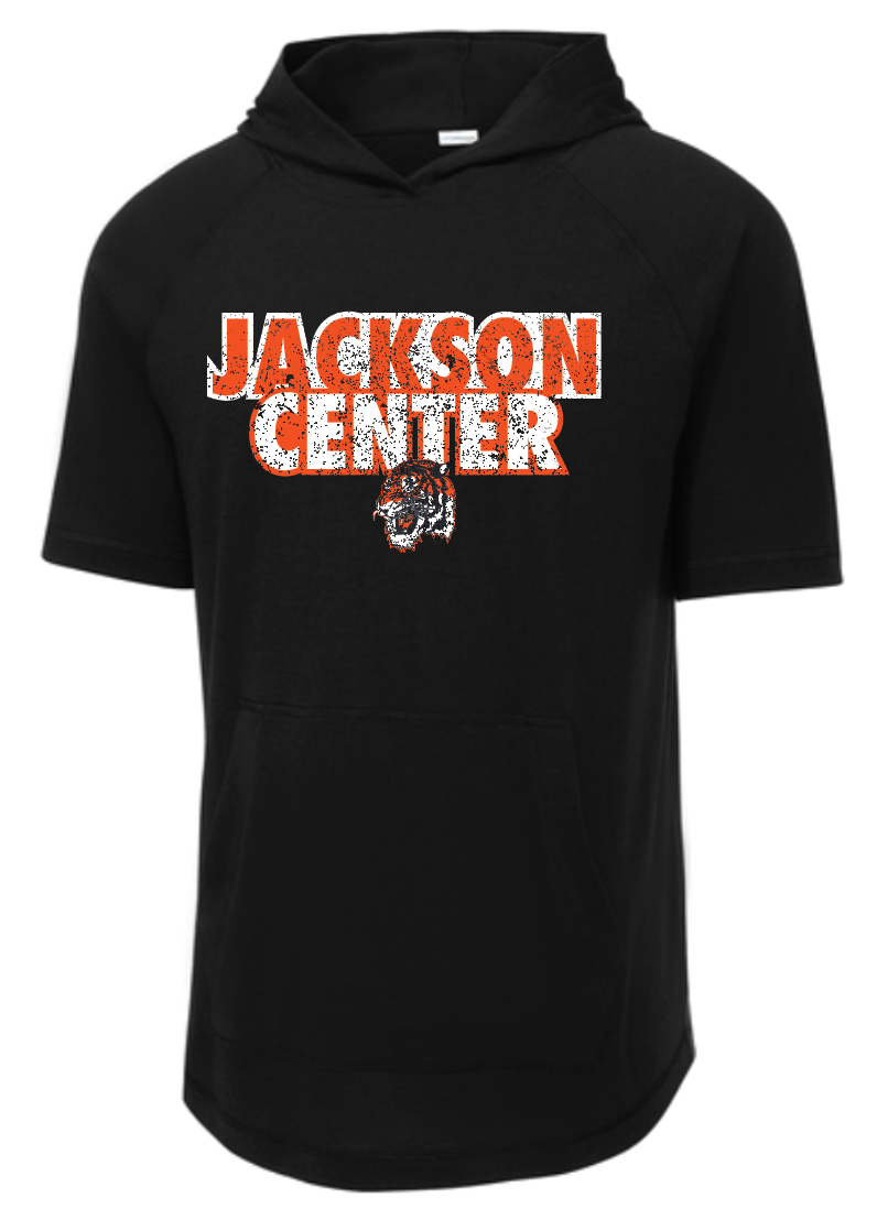 Jackson Center Tri-Blend Wicking Short Sleeve Hoodie (Adult) - Black