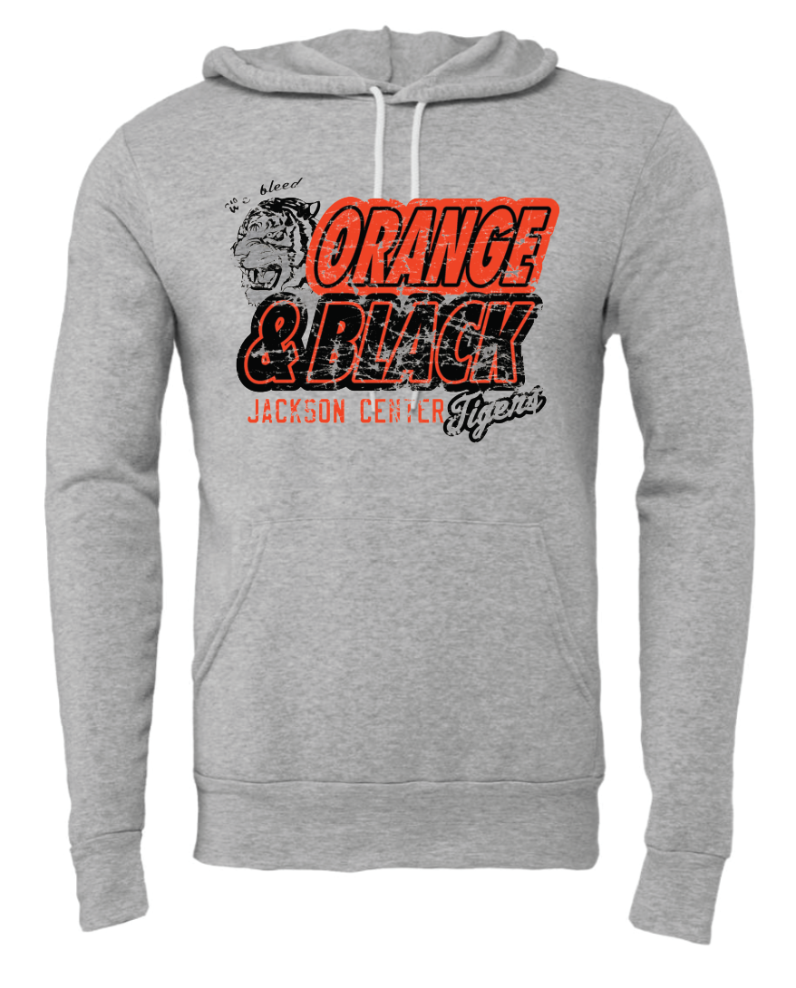 We Bleed Orange & Black Triblend Hooded Sweatshirt - Bella (Youth & Adult)