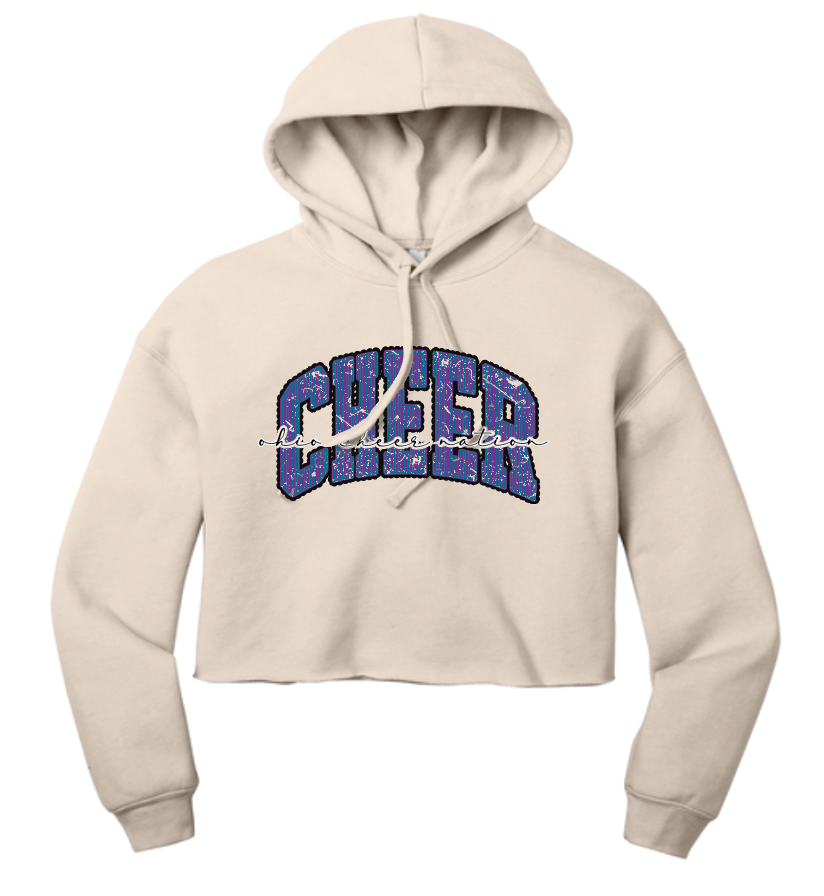 Ohio Cheer Nation Scalloped Bella Cropped Hooded Sweatshirt - Women's