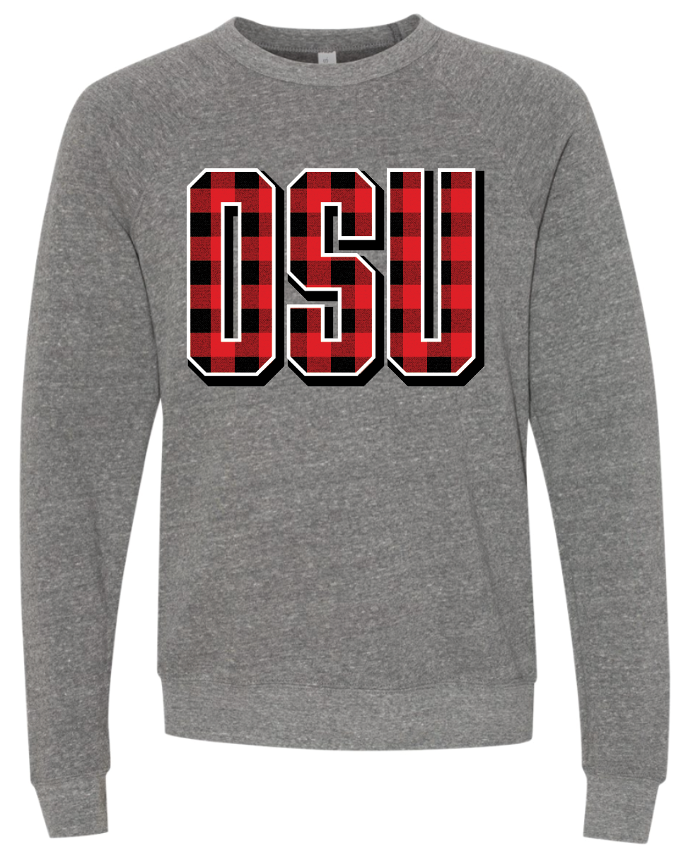 Buffalo Plaid Block OSU Crewneck- Youth