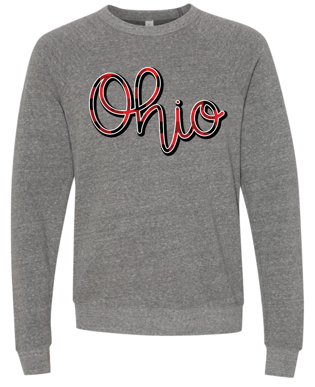 Buffalo Plaid Script OSU Crewneck- Adult