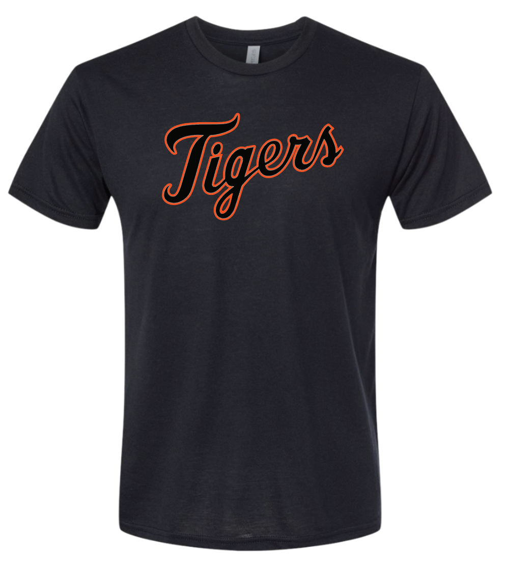 Tigers Script Triblend Tees-Adult