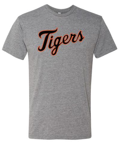 Tigers Script Triblend Tees-Adult