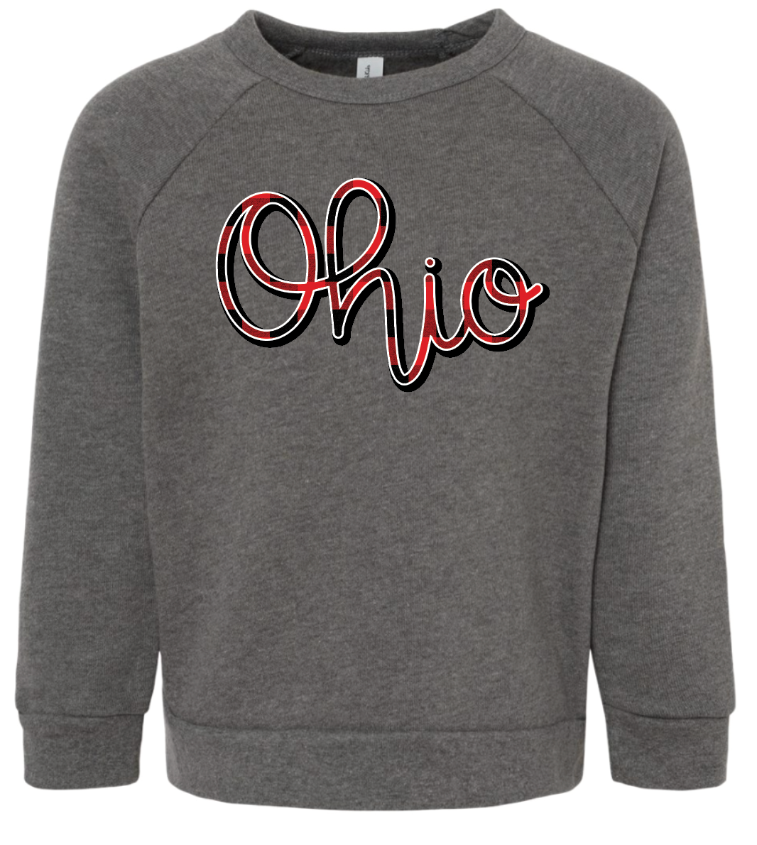 Buffalo Plaid Script OSU Crewneck- Toddler