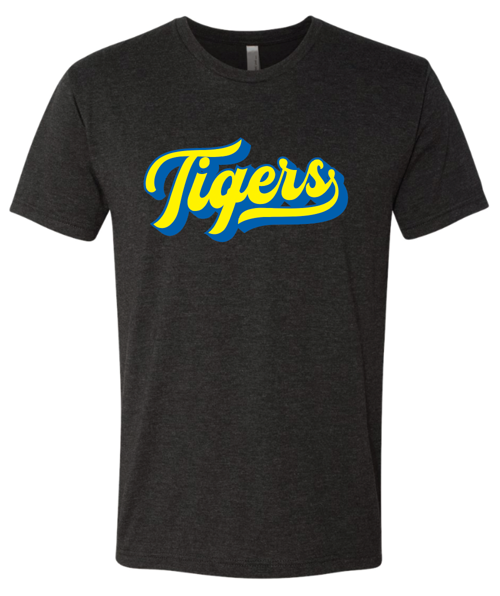 Blue and Gold Tigers Script Triblend Tee