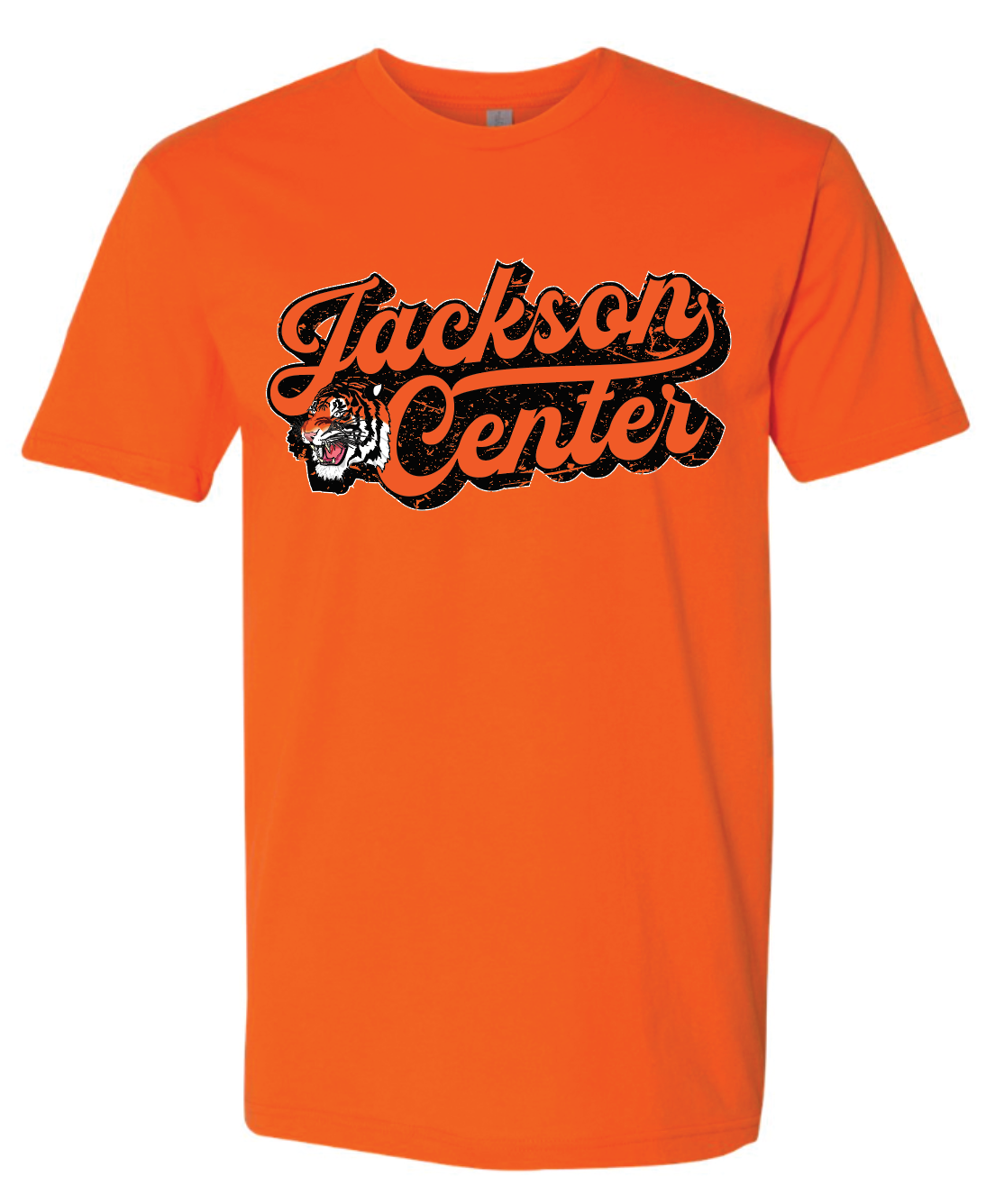 Jackson Center Distressed Script Orange Out